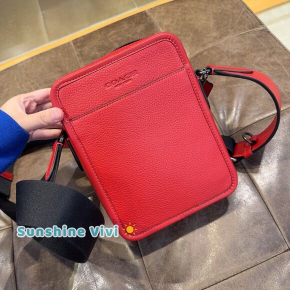 NWT Coach Men’s Sullivan Crossbody Bag Leather CAT81 Bold Red - Picture 6 of 6